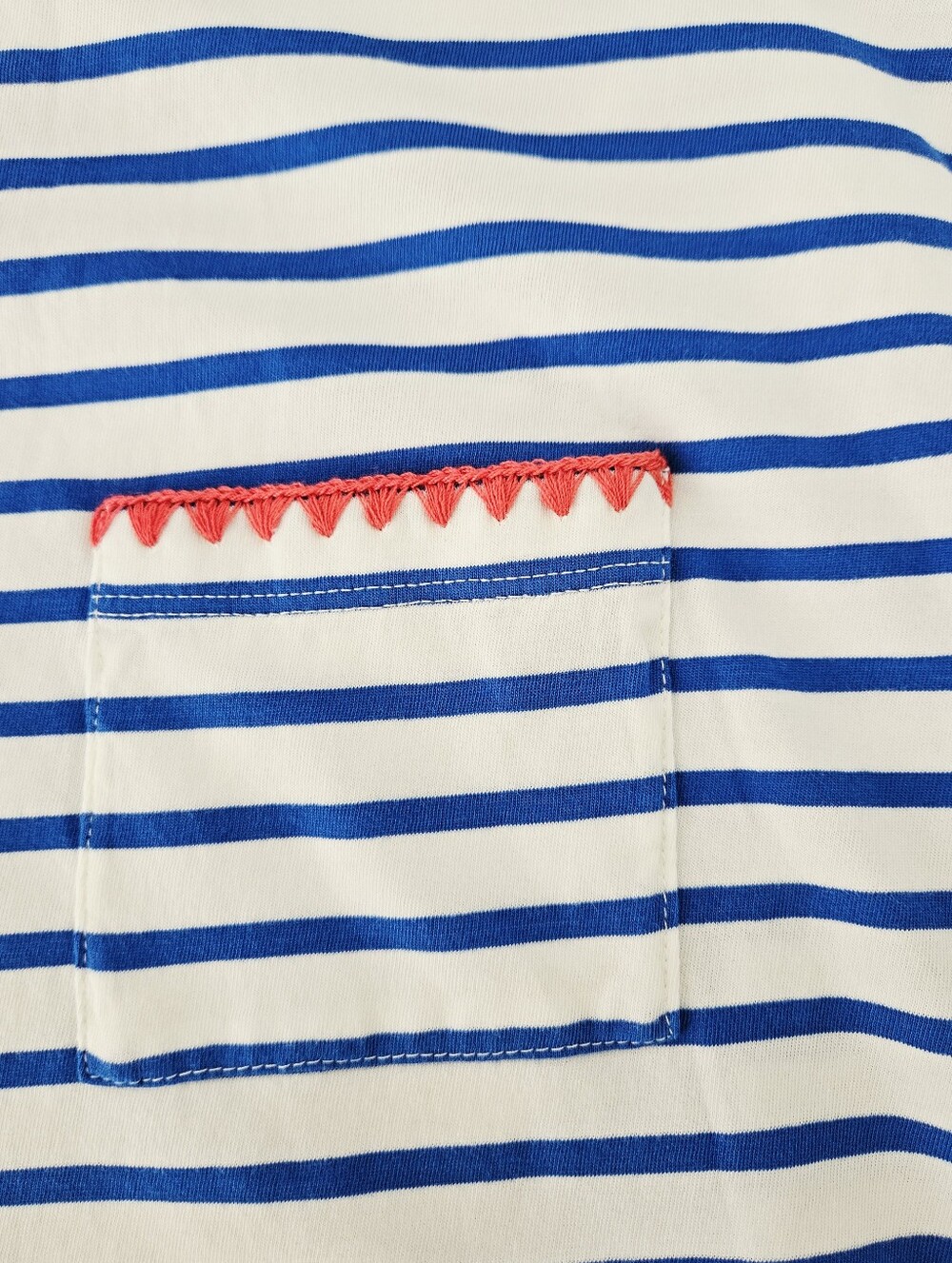 Boden Blanket Stitch Boxy Striped Top Small Blue White Cotton Long Sleeve - Picture 7 of 11
